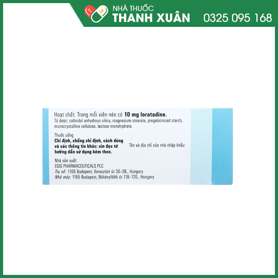 Erolin 10mg thuốc điều trị viêm mũi dị ứng, mày đay